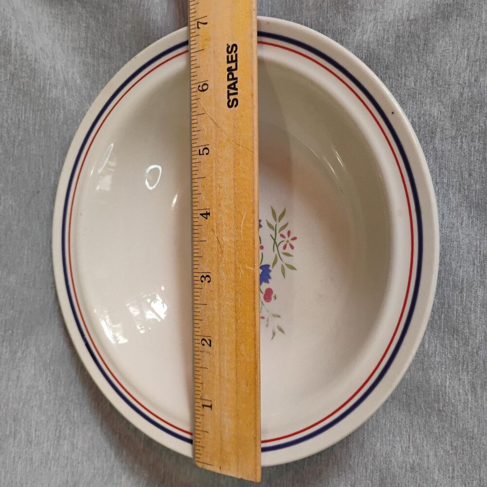 Vtg Newcor Homecoming Stoneware 7" Bowl 90s Cottagecore Bluebird Flower Folk Art - Picture 8 of 11